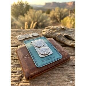 Handcrafted Nickel Silver Money Clip with Authentic Buffalo Nickels Made in USA